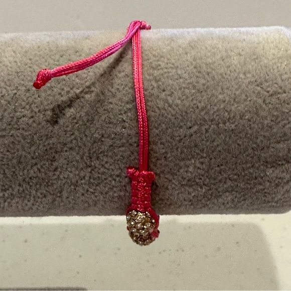 NWT J. Crew Bracelet - Pink string adjustable w/ clear rhinestone & gold beads - Picture 14 of 15